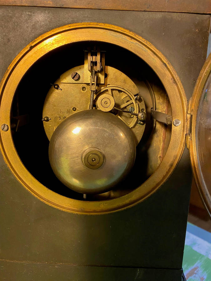 Antique French Style Bronze Mantle Clock