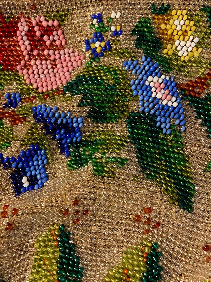 Beautiful antique micro beaded draw string purses 19th Century