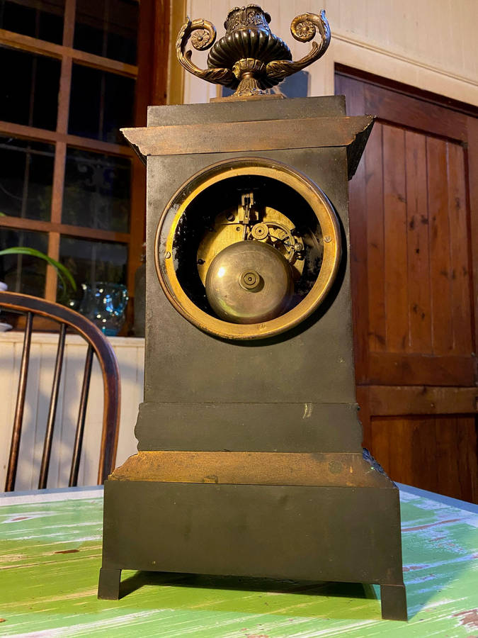 Antique French Style Bronze Mantle Clock