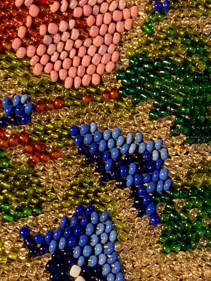 Beautiful antique micro beaded draw string purses 19th Century