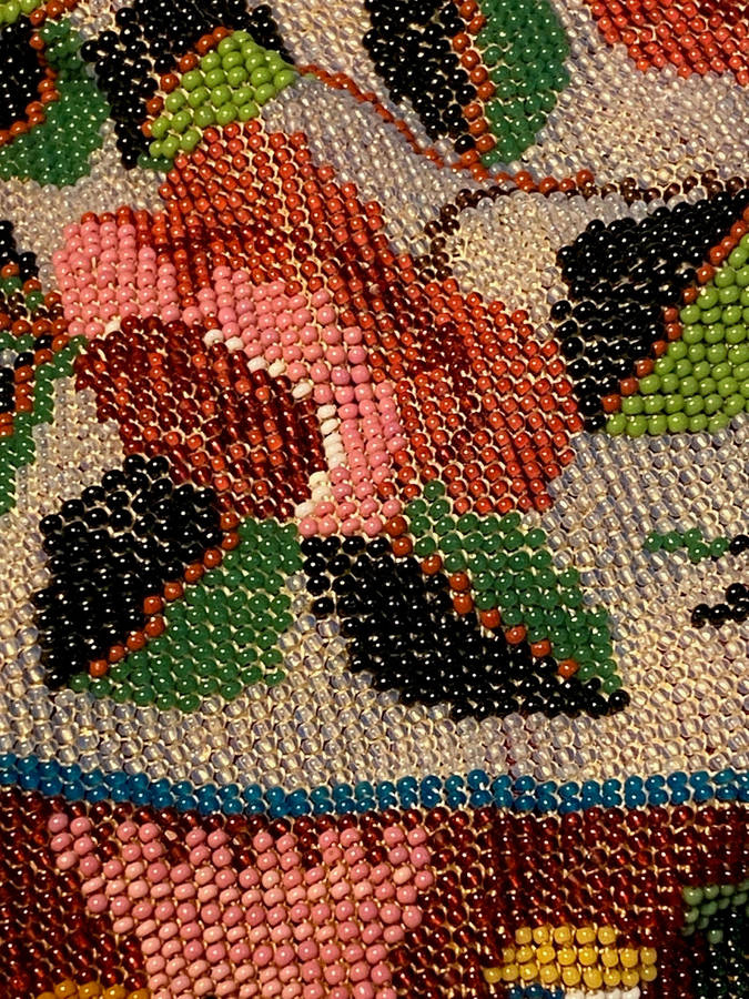 Beautiful antique micro beaded draw string purses 19th Century