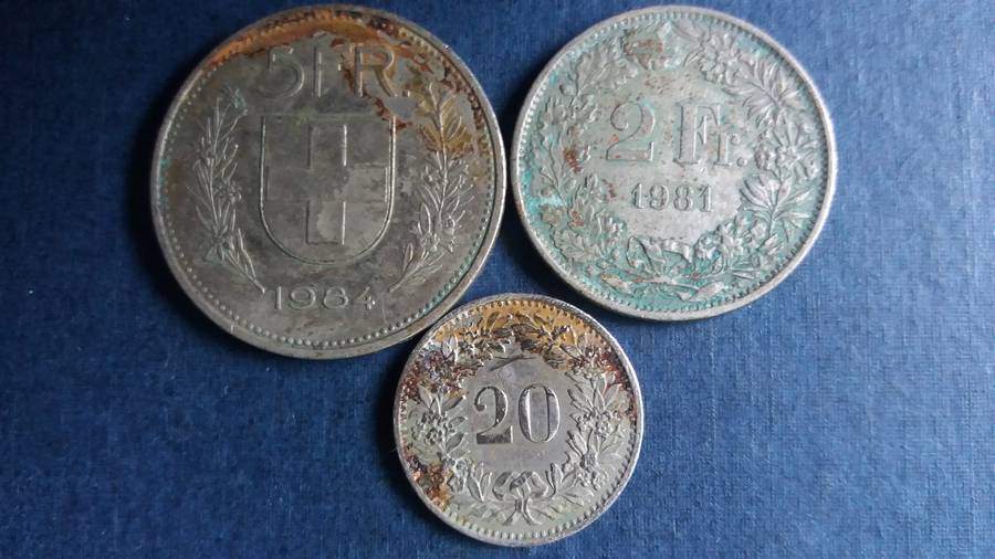 Switzerland 1984 5 Francs & 1981 2 Francs & 1975 10 Rappen * 7 Swiss Francs  R140*
