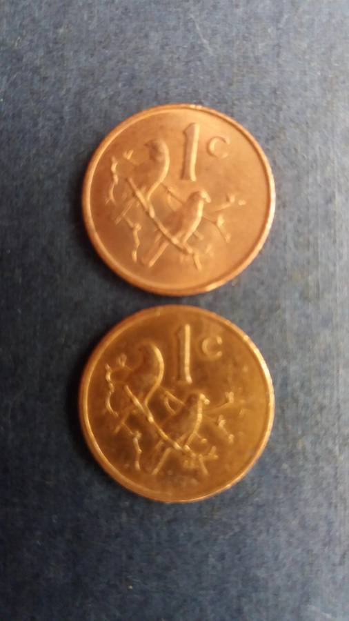 South Africa 1971 & 1977 1 cent * 2 x coins* AU Condition