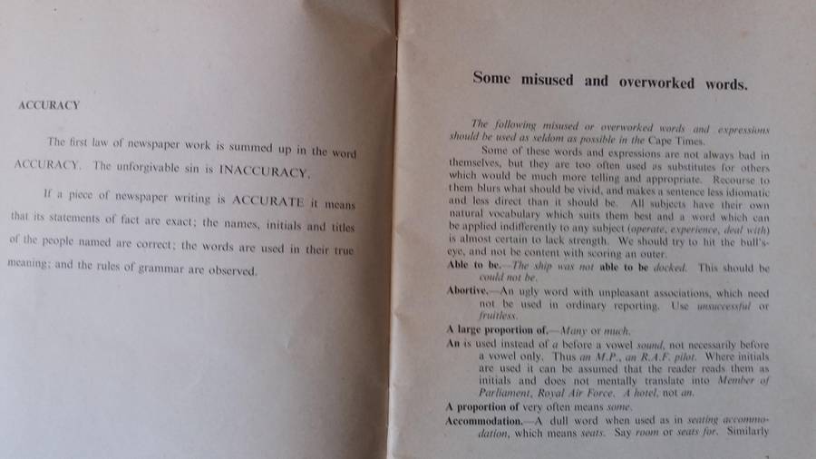 The Cape Times Style Book *First Edition December 1947*