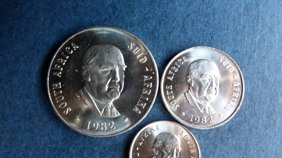 South Africa 1982 50 cent, 10 cent & 5 cent * J. Vorster* 50 cent Mintage 2 069 999