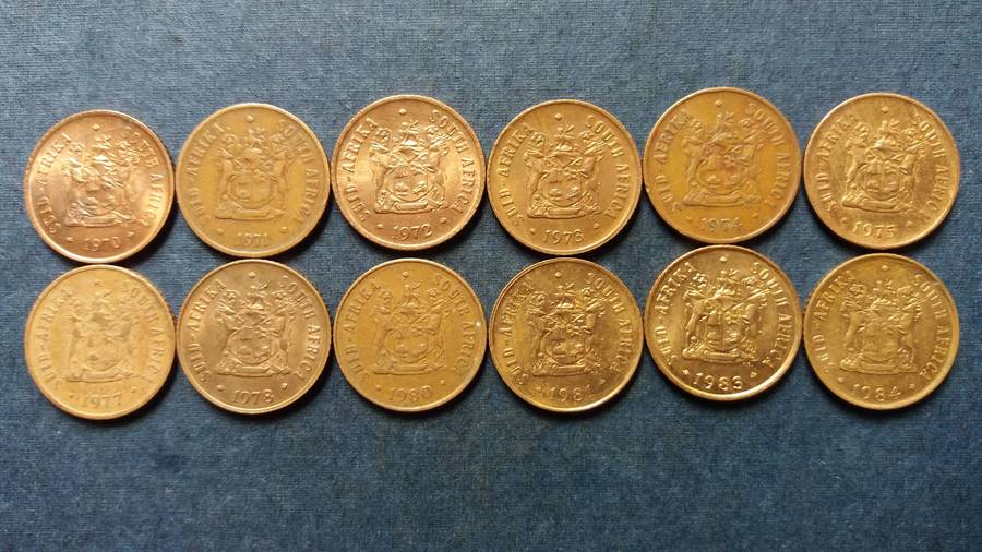 South Africa 1970, 1971, 1972, 1973, 1974, 1975, 1977, 1978, 1980, 1981, 1983 & 1984 1 cent