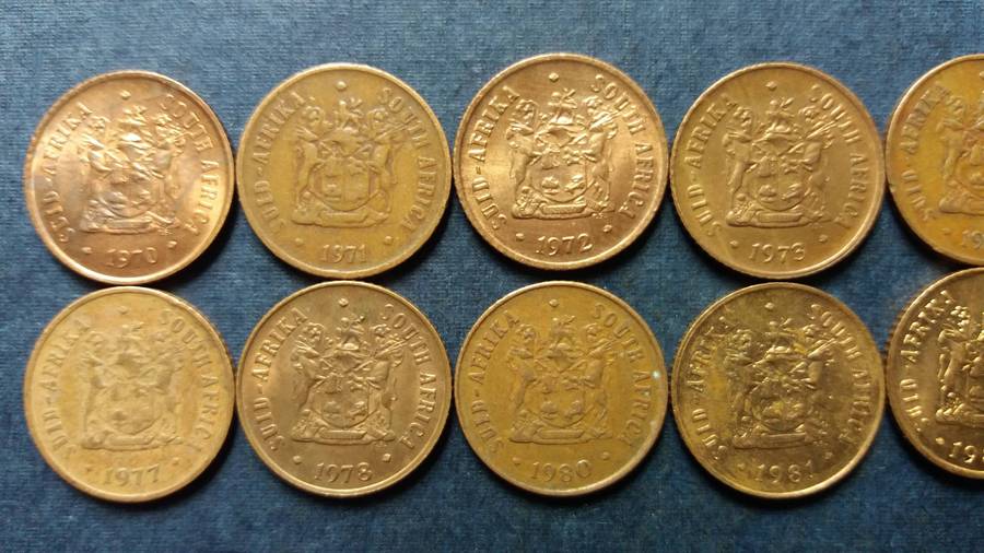 South Africa 1970, 1971, 1972, 1973, 1974, 1975, 1977, 1978, 1980, 1981, 1983 & 1984 1 cent