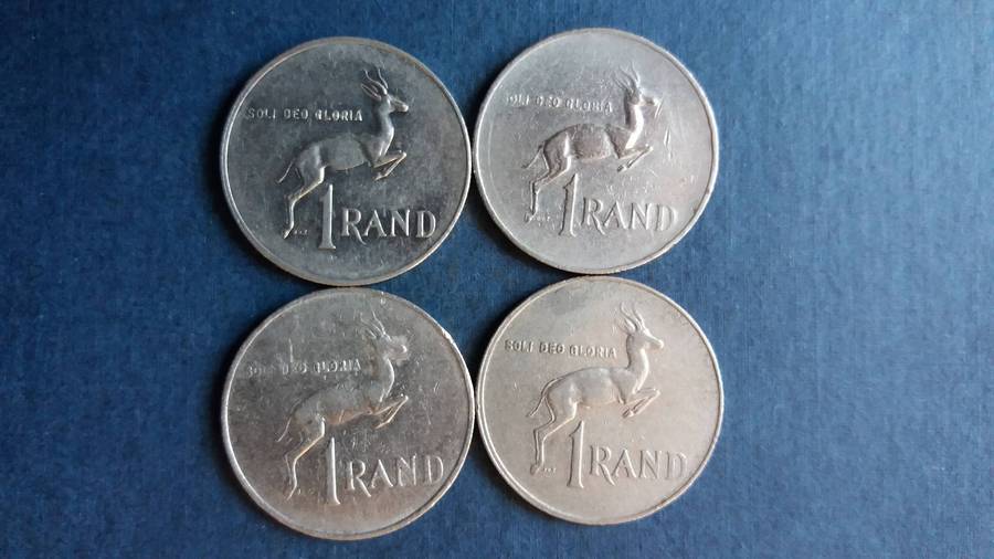 South Africa 1979, 1982, 1985 & 1990 R1 * President heads Nickel R1s* 4 x coins