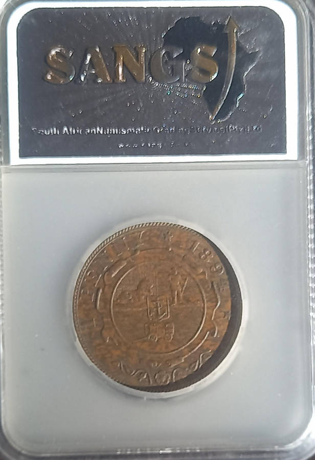 1894 ZAR ONE PENNY AU53 BN. SCARCER YEAR WITH LOW MINTAGE