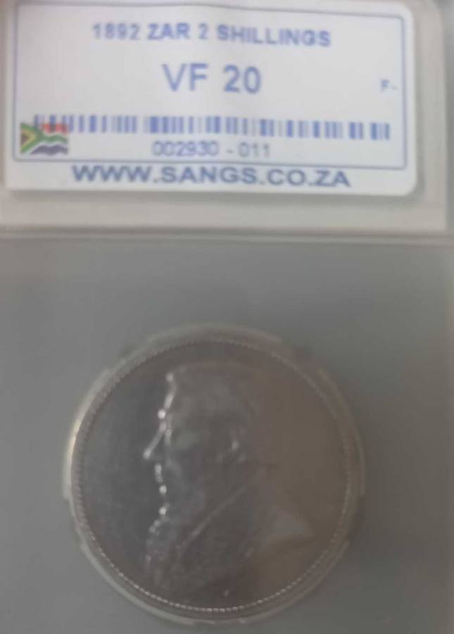 1892 ZAR 2 SHILLING VF 20