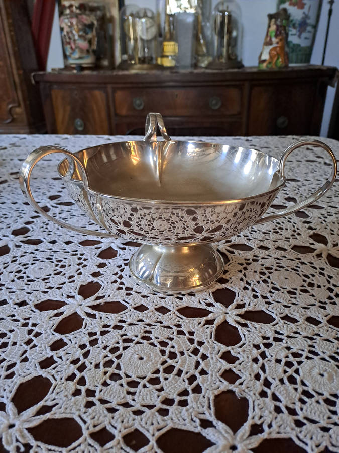 Large 3 handled footed England EPNS bowl