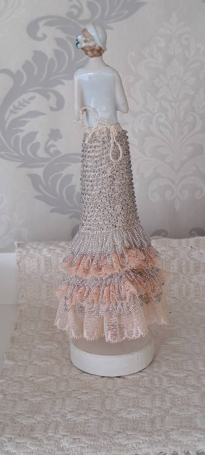 Stunning Tall hand beaded and 1/2body porcelain figurine ONE OF A KIND
