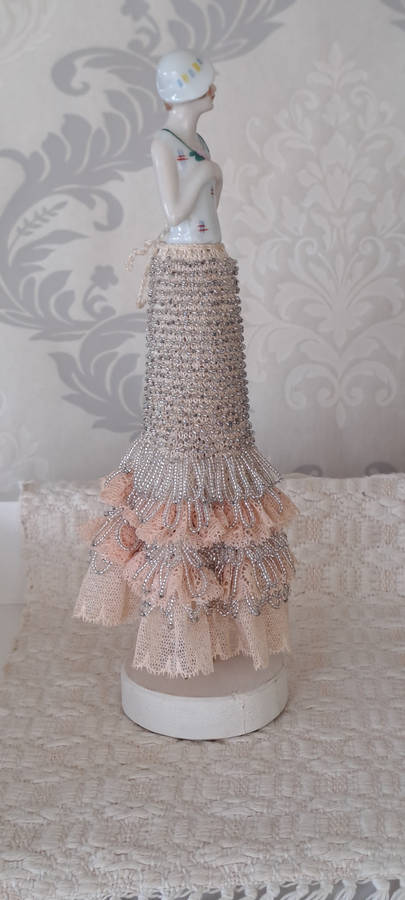 Stunning Tall hand beaded and 1/2body porcelain figurine ONE OF A KIND
