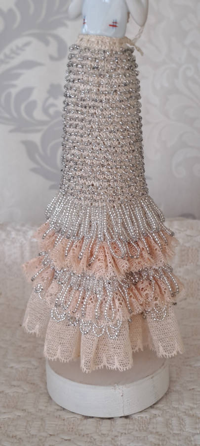 Stunning Tall hand beaded and 1/2body porcelain figurine ONE OF A KIND