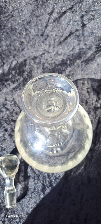beautiful ball cut glass crystal decanter old