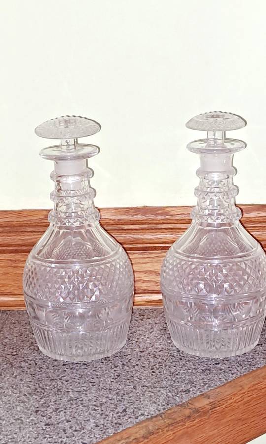 pair of Victorian glass decanters