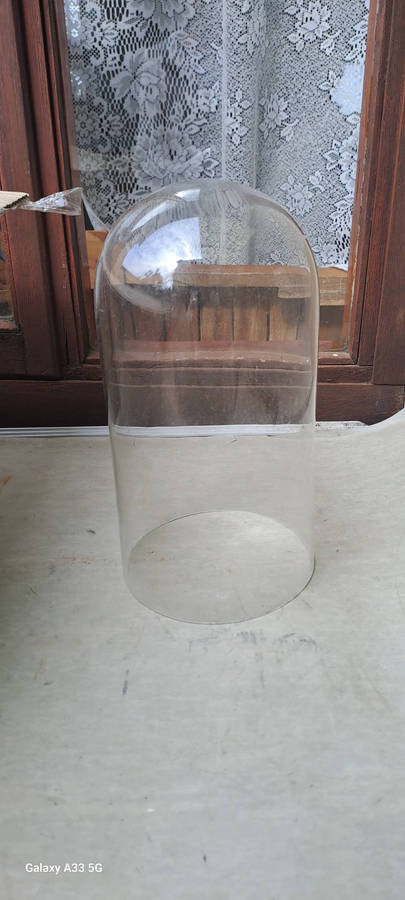 Vintage glass anniversary clock dome 26cm x 140mm