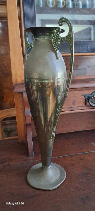large 41cm Tiel KMD Holland Art Nouveau brass vase
