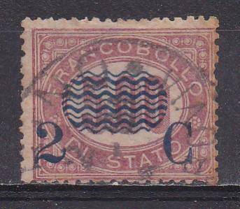Italy 1878 official stamps O/P in blue. 2c on 5l FU