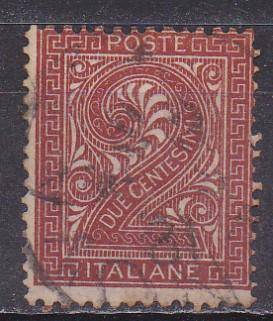 Italy 1865 value stamp 2c FU