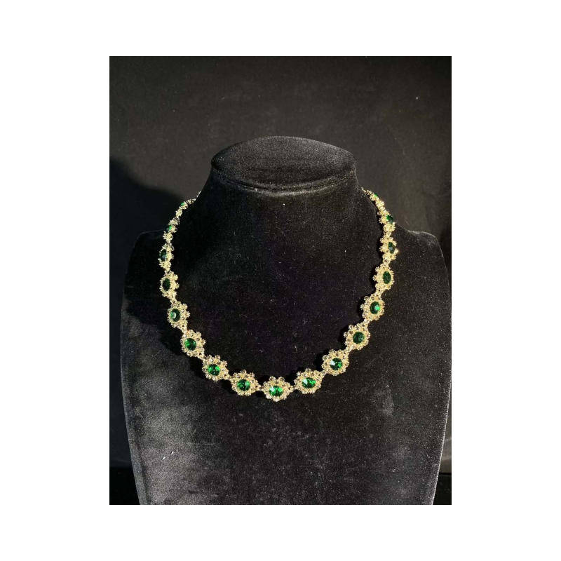 Vintage rhinestone Necklace, bracelet, earrings three piece set