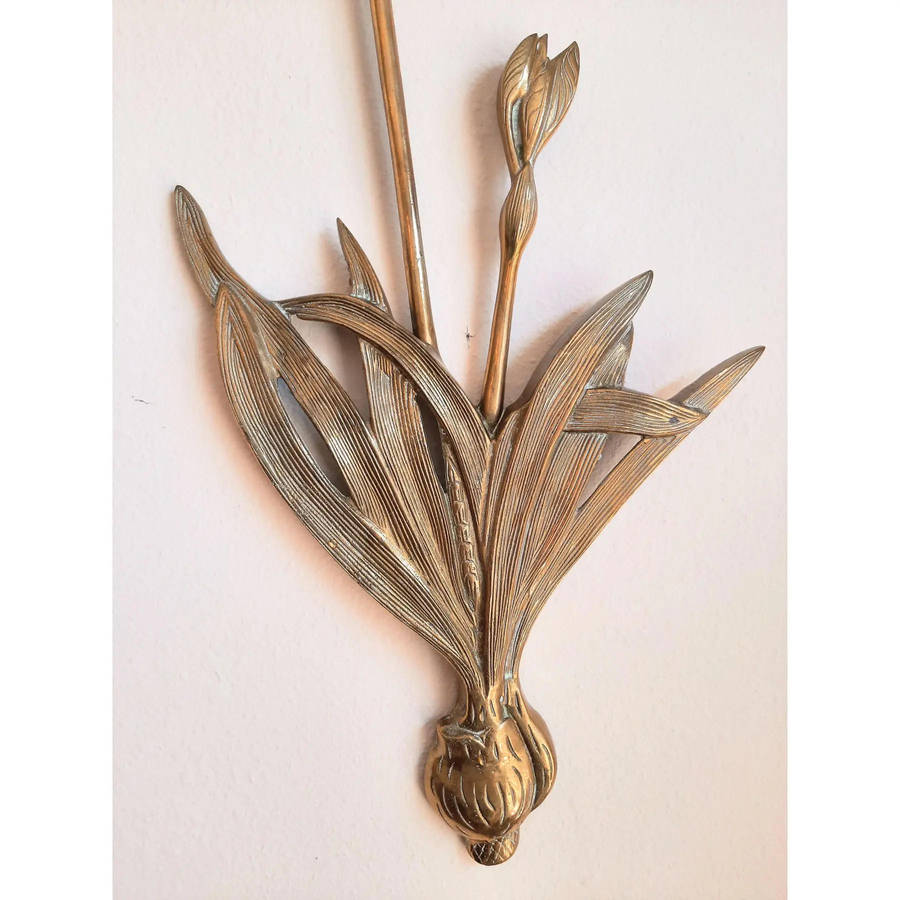 Brass Mid Century Iris Flower Botanical Wall Art