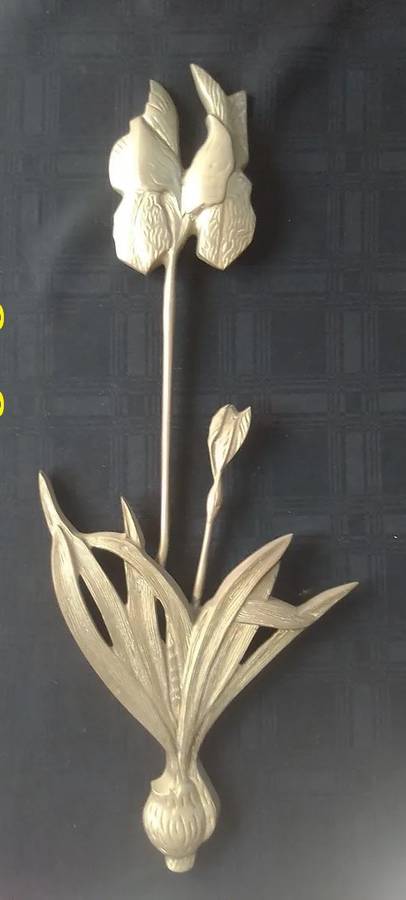 Brass Mid Century Iris Flower Botanical Wall Art