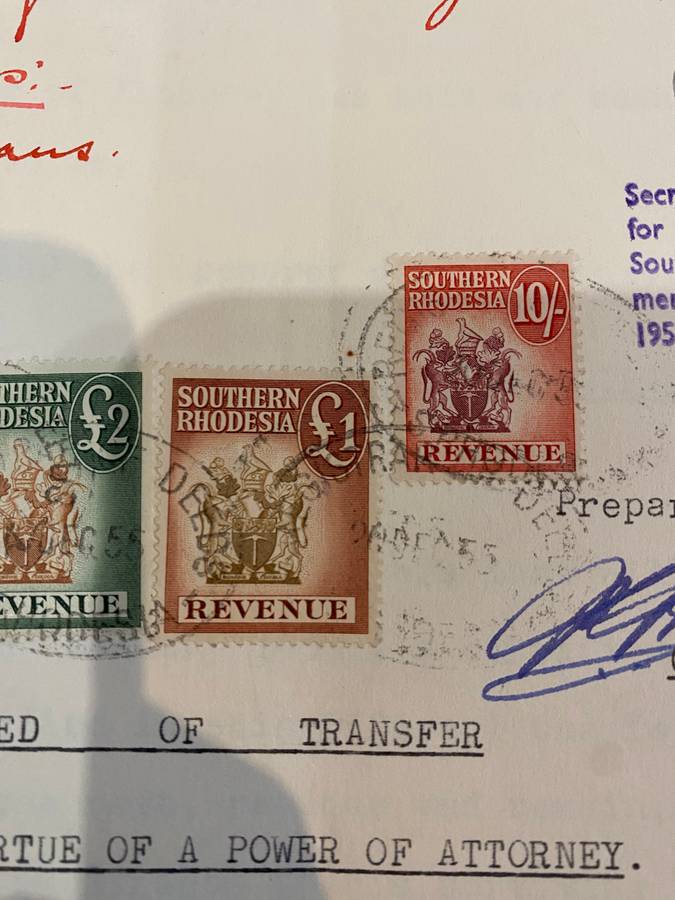 Southern Rhodesia Stamps - £5, £2, £1, 10s - Bid for all