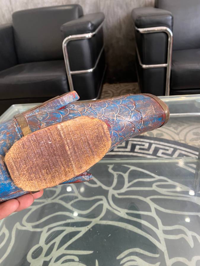 VINTAGE WOODEN ABD BRASS FISH !!!!