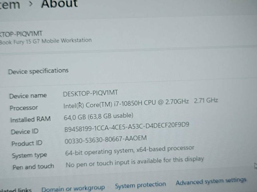 HP Zbook FURY 15 G7 Laptop | i7 10TH GEN  | 64GB RAM | 1TB SSD | 15.6 FHD | 4GB NVIDIA T2000 GPU