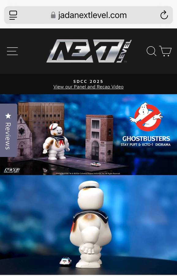 Jada Toys NEXT Level Exclusive GHOSTBUSTERS ECTO-1 & 6" STAY PUFT MARSHMALLOW MAN DIORAMA Nano scale
