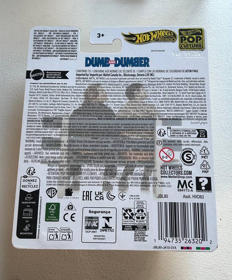 Hotwheels Pop Culture DUMB & DUMBER diecast 1:64 scale