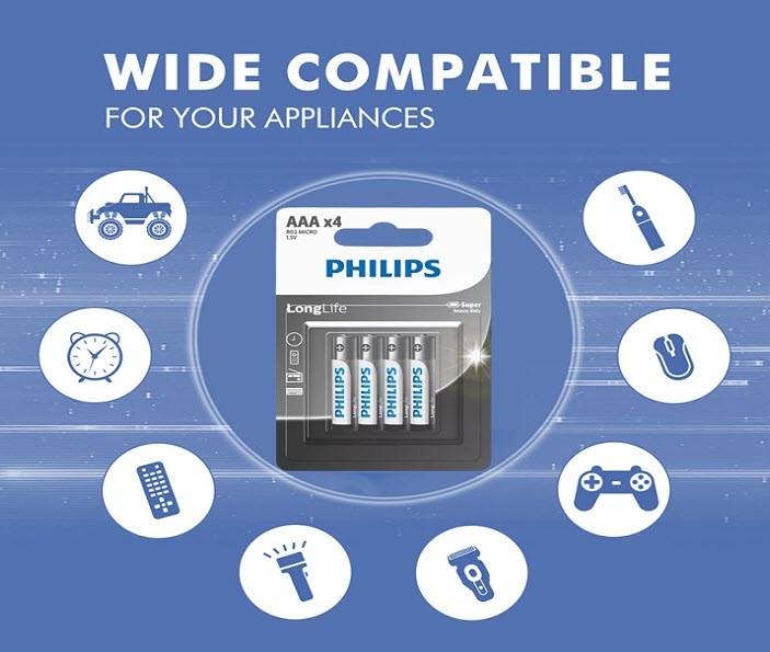 PHILIPS AAA Longlife Battery X 2 Pack