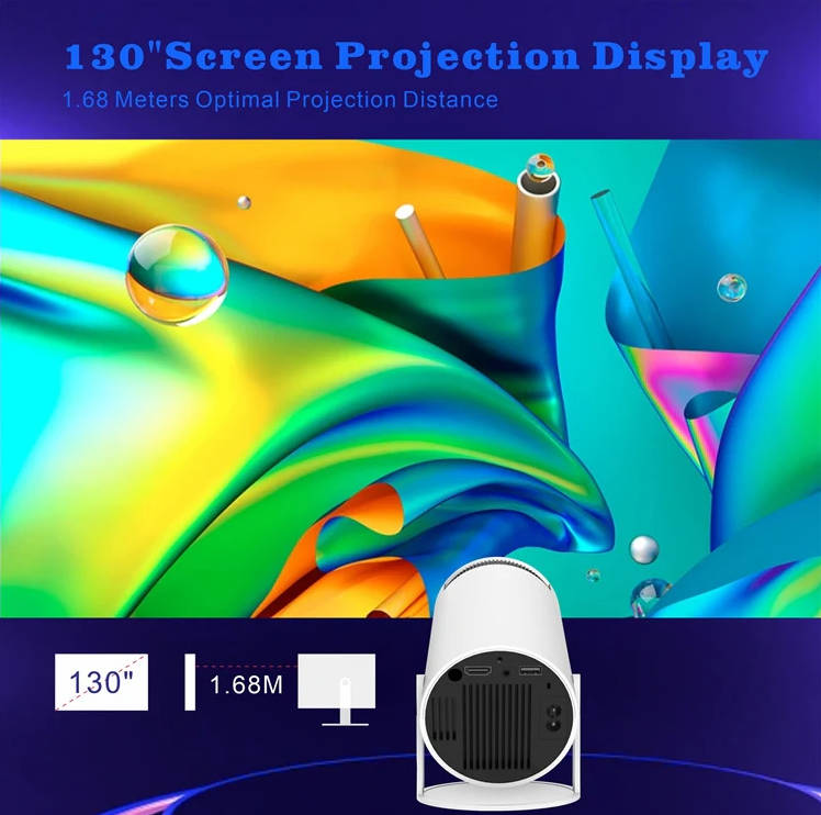 HY300 Smart Portable Projector Android 11.0 System 120 Lumen Wi-Fi 6E
