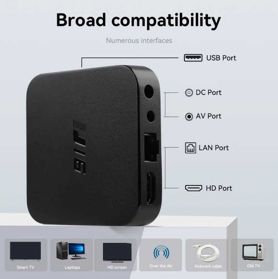 Android 10 TVOS 4K TV Box 2GB RAM 16GB ROM Quad Core CPU 5G WiFi BT5.2