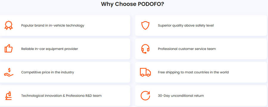 Podofo 7Inch Touch Double Din Wireless Android Auto Carplay Radio BT FM AM USB Type-C & DVR Function