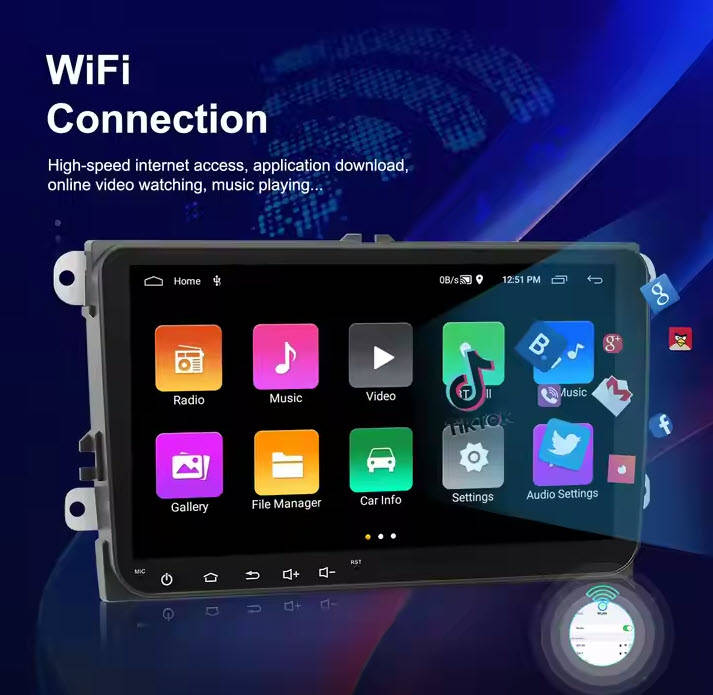 9'' Android Car Radio2+64G CarPlay Android Auto Car Stereo with GPS WIFI FM RDS For VW/Skoda/Golf