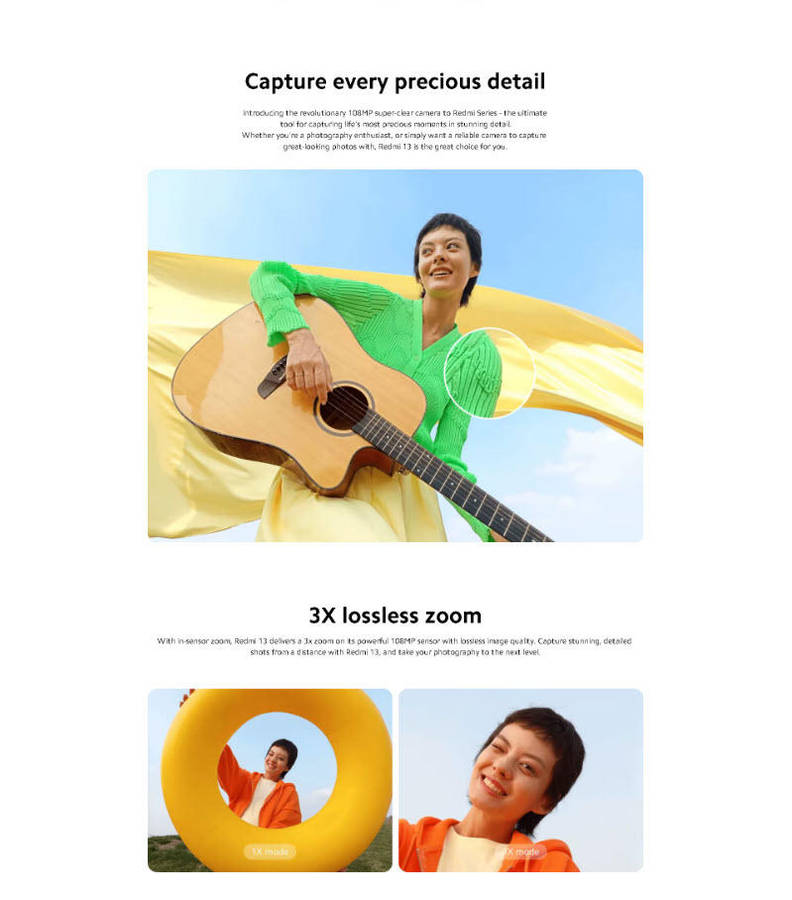 Ocean Blue Xiaomi Redmi 13 6.8 inch 90Hz Display 128GB Mobile Phone