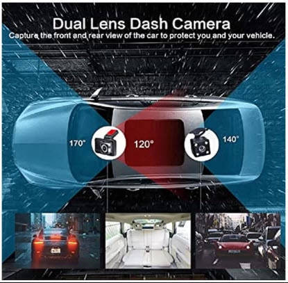 Dual Lens Vehicle BlackBox DVR  4K High-Definition Dash Cam Recorder