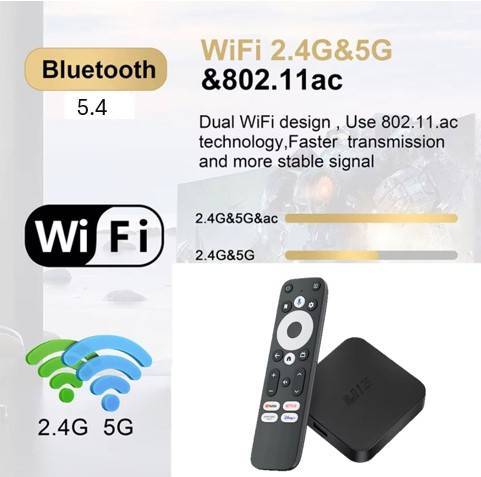 Latest Gen Android 14 TVOS 8K U16 Plus 4GB Ram with 64GB Rom Quad Core Cpu 5G WiFi, BT5.2 Tv Box