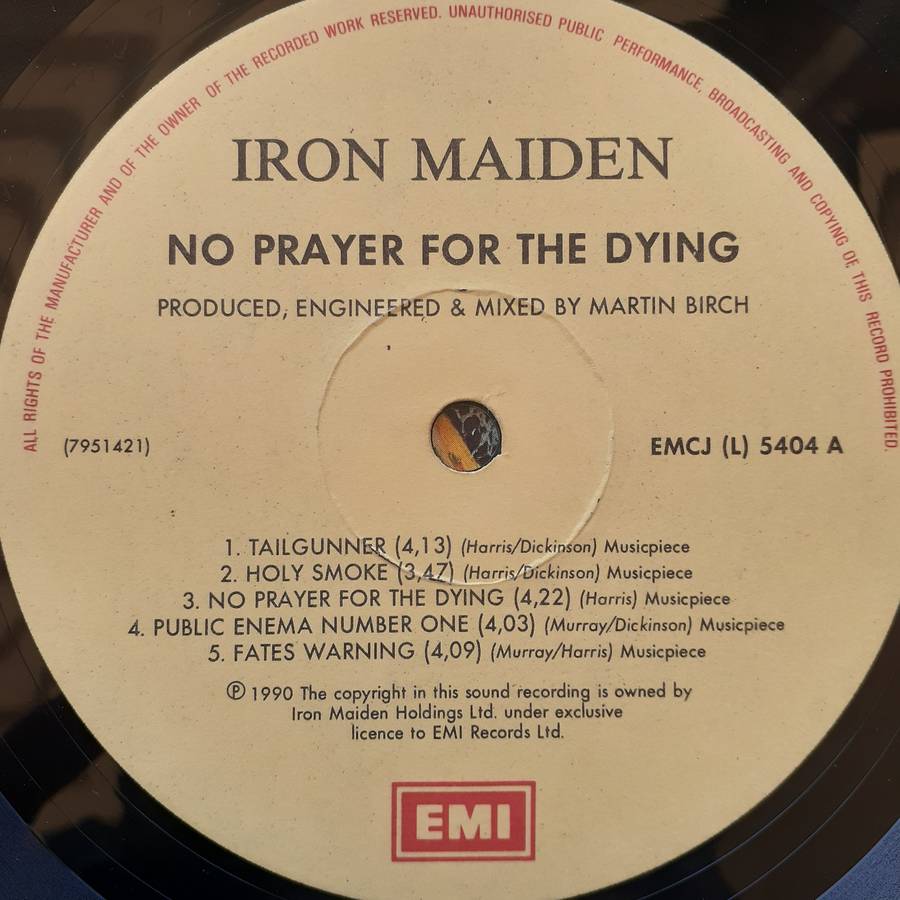 VINYL - Iron Maiden - No Prayer For The Dying (SA press) (1990)