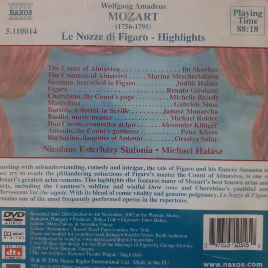 Esterhazy - Mozart - Le Nozze Di Figaro (The Marriage Of Figaro) Highlights [DVD Audio]