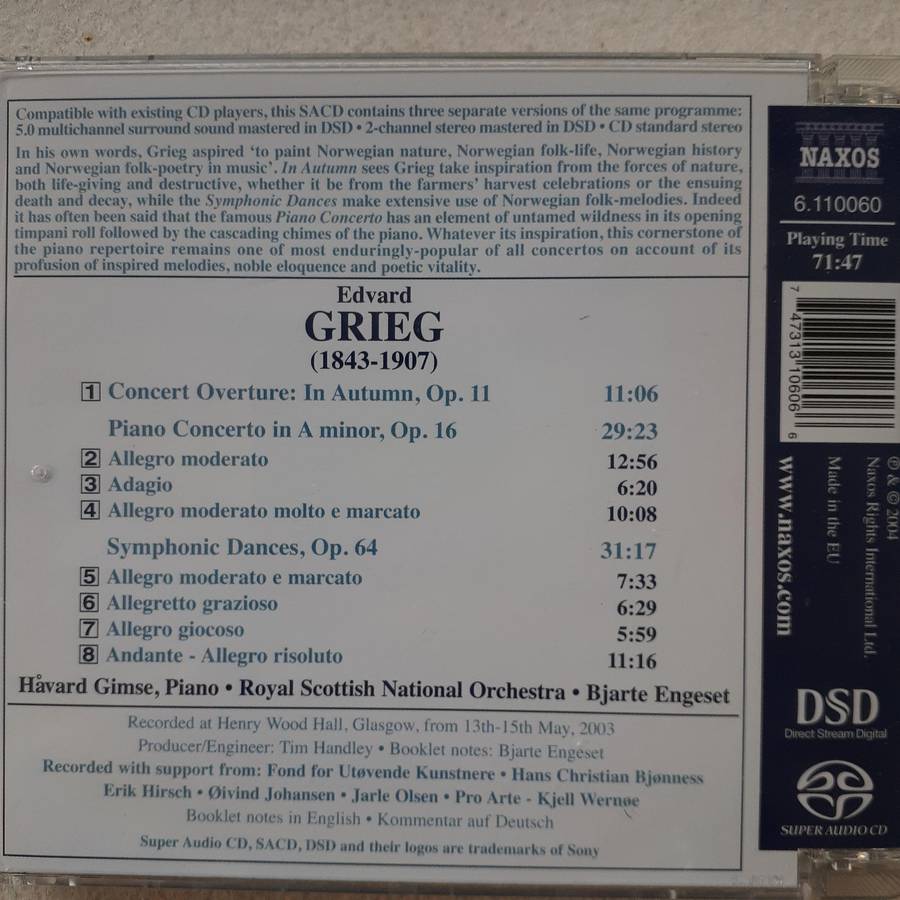 Grieg / Gimse, RSNO, Engeset - Piano Concerto / Symphonic Dances [SACD Hybrid] (2004)