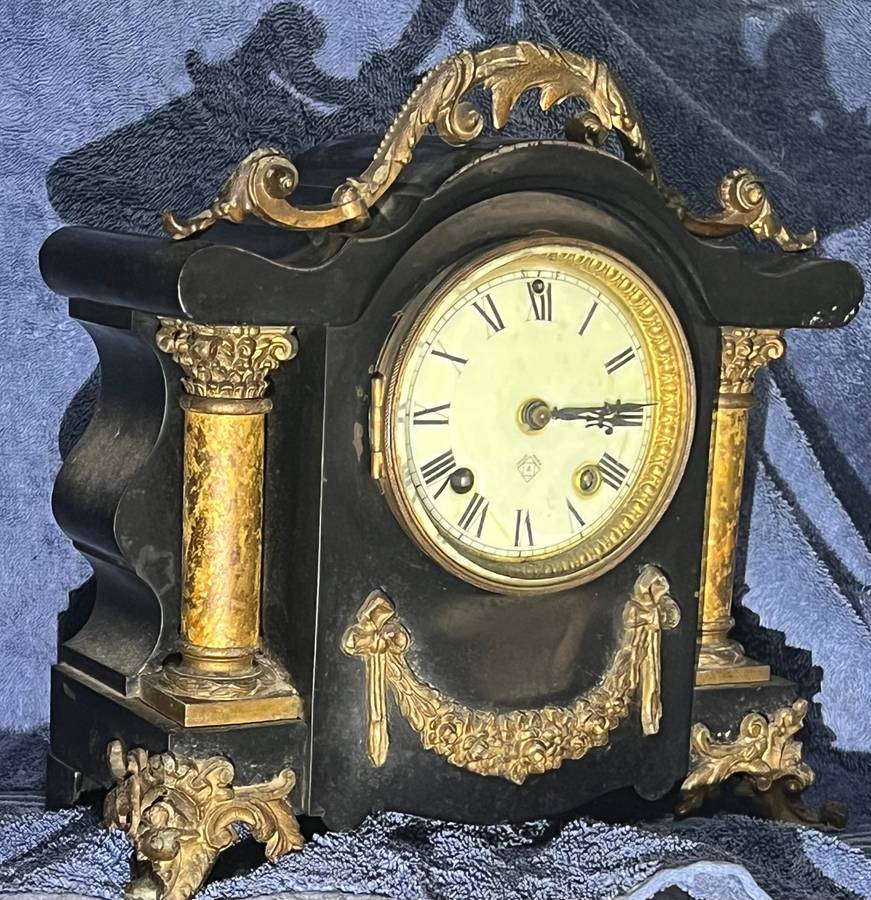 Ansonia Mantel Clock - Rare Black Marble Antique