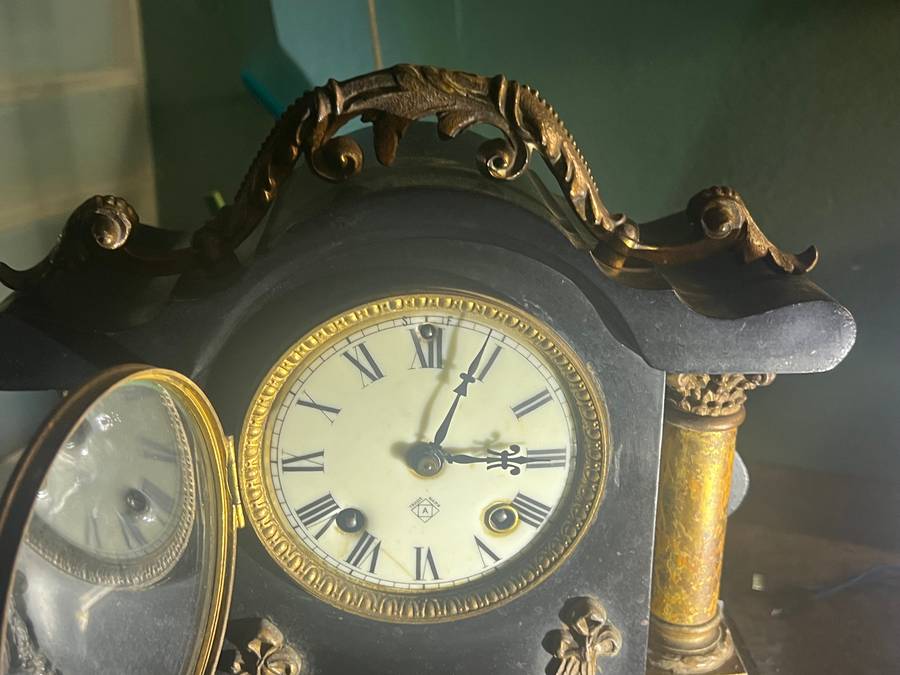 Ansonia Mantel Clock - Rare Black Marble Antique