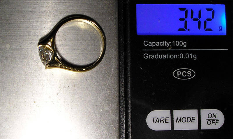 Gold Plated Silver 2ct Moissanite Ring With Box and CoA