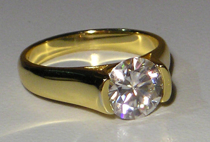 Gold Plated Silver 2ct Moissanite Ring With Box and CoA