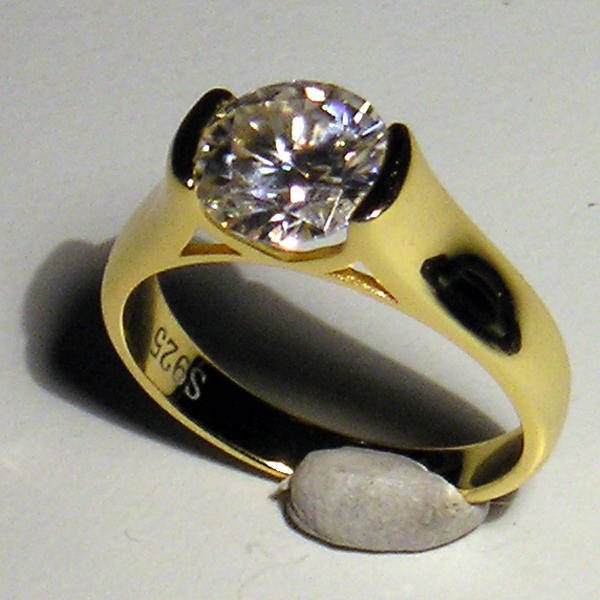 Gold Plated Silver 2ct Moissanite Ring With Box and CoA