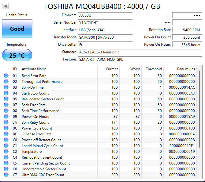 Toshiba 4TB 2.5" External Hard drive Plug n Play