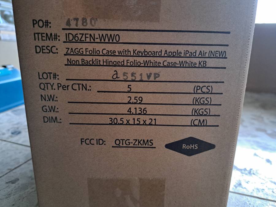 Zagg Keyboard & Cover for iPad Air 2 - Brand New in Original Master Carton (5-Pack)